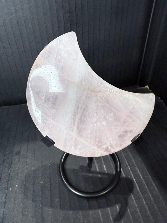 Rose Quartz moon on stand