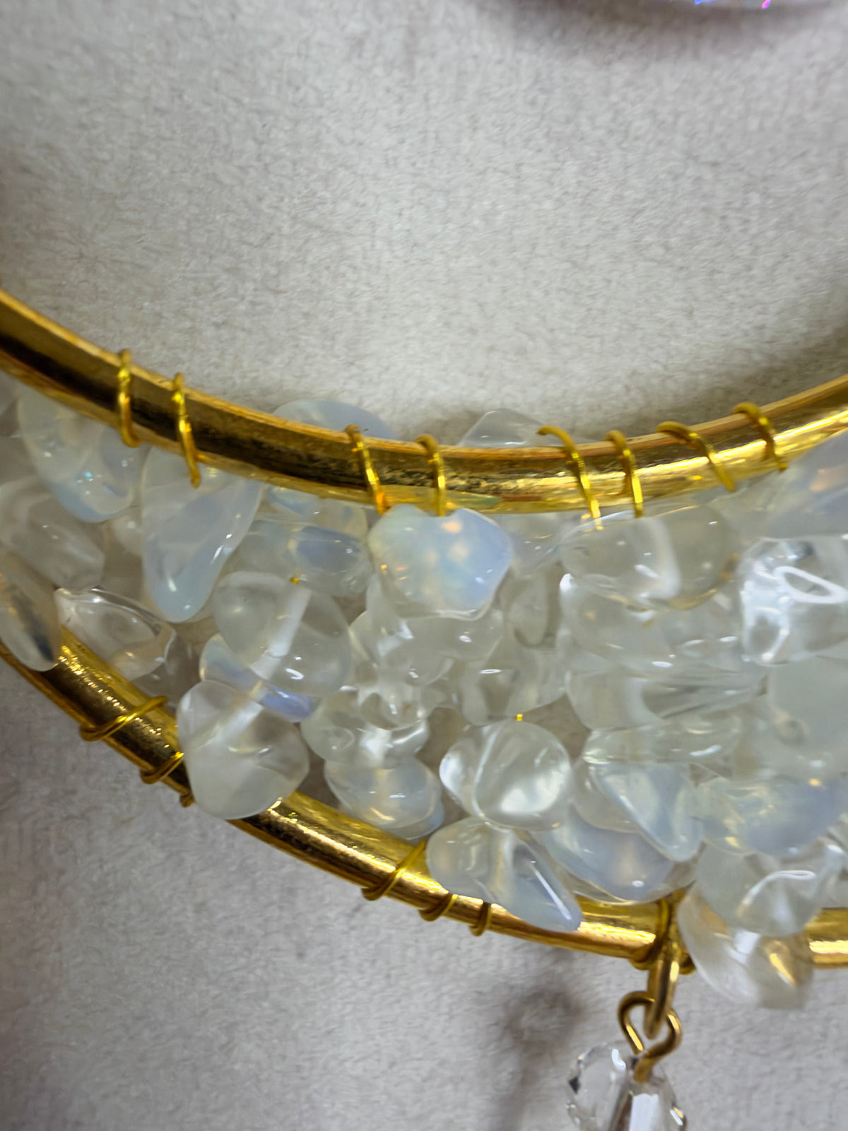 Clear Quartz Crescent Moon & Stars Suncatcher – 35 × 10cm