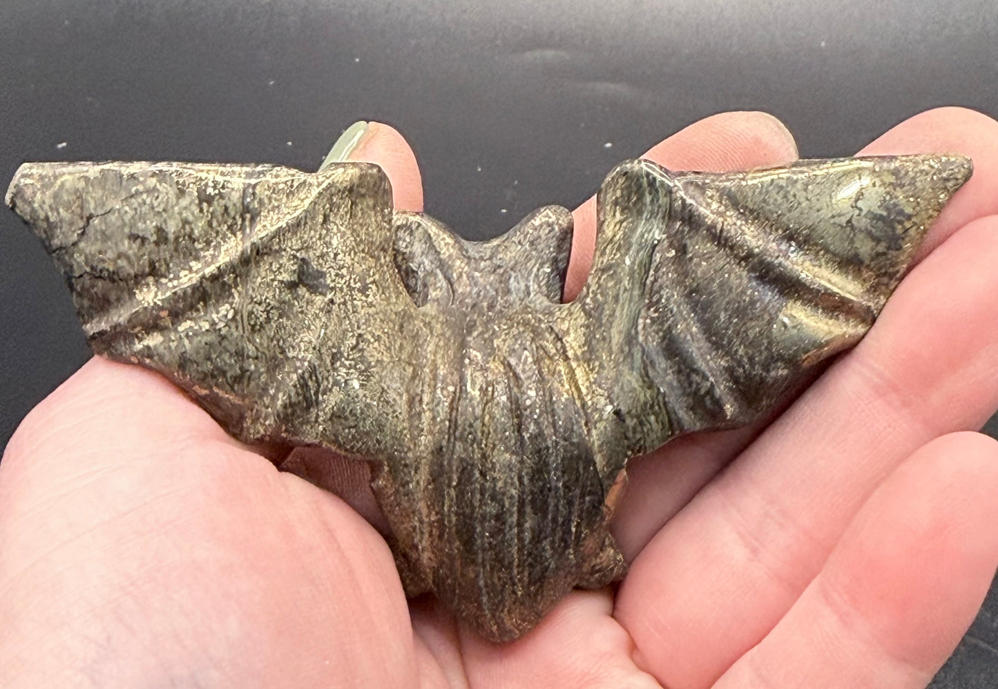 Pyrite Crystal Bat on Stand