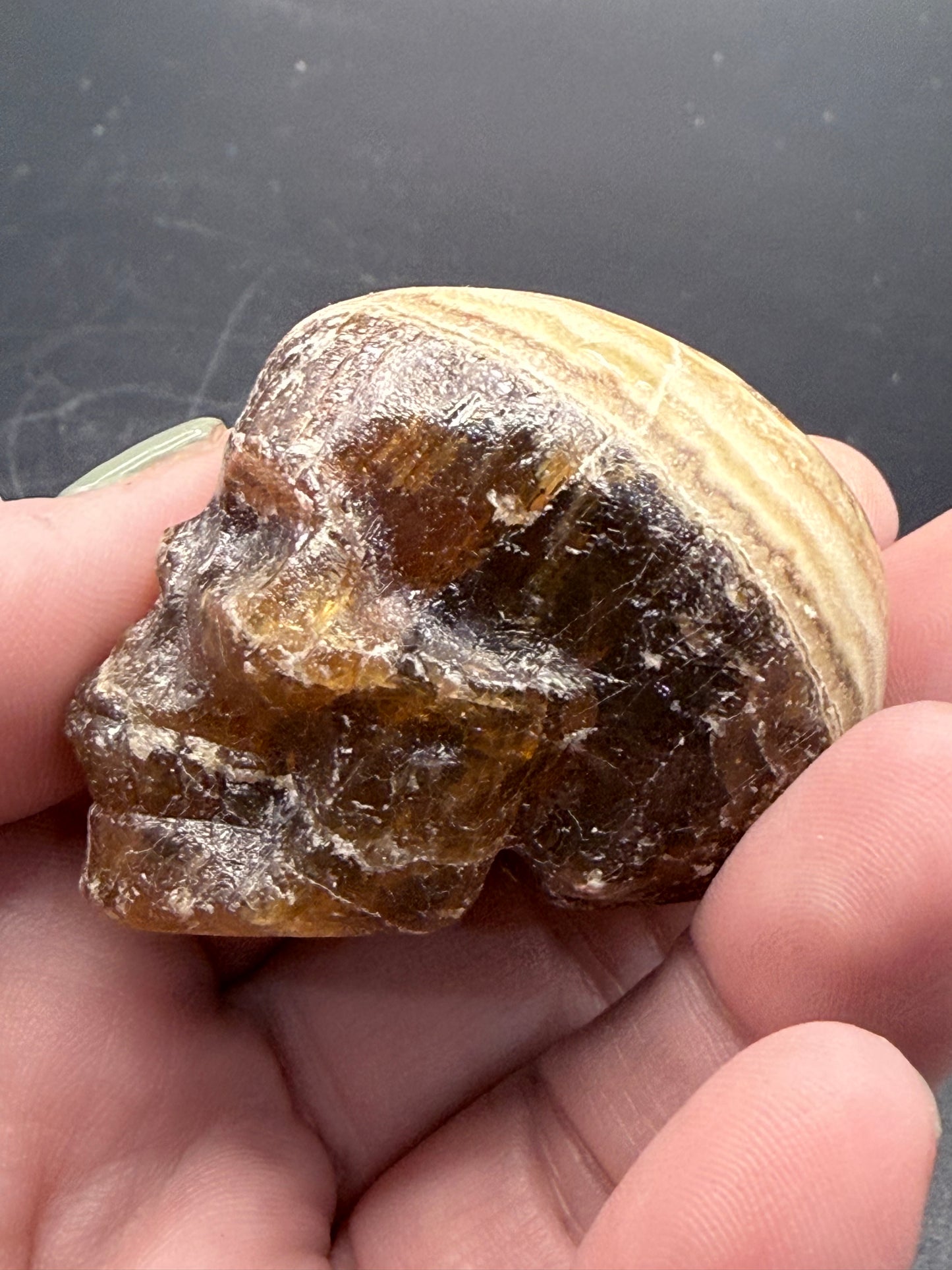 Chocolate Calcite Skull