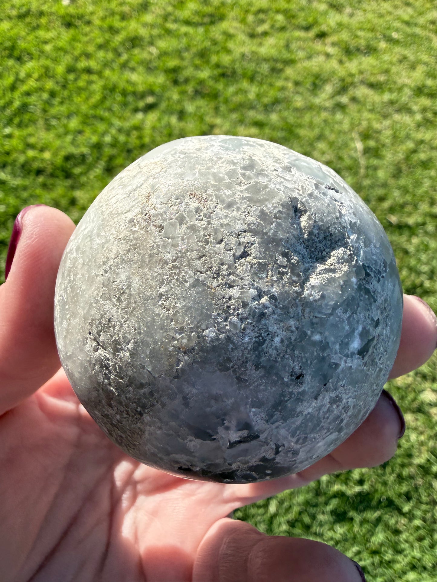 Celestite Druzy Sphere β 435 g | 6.1 cm