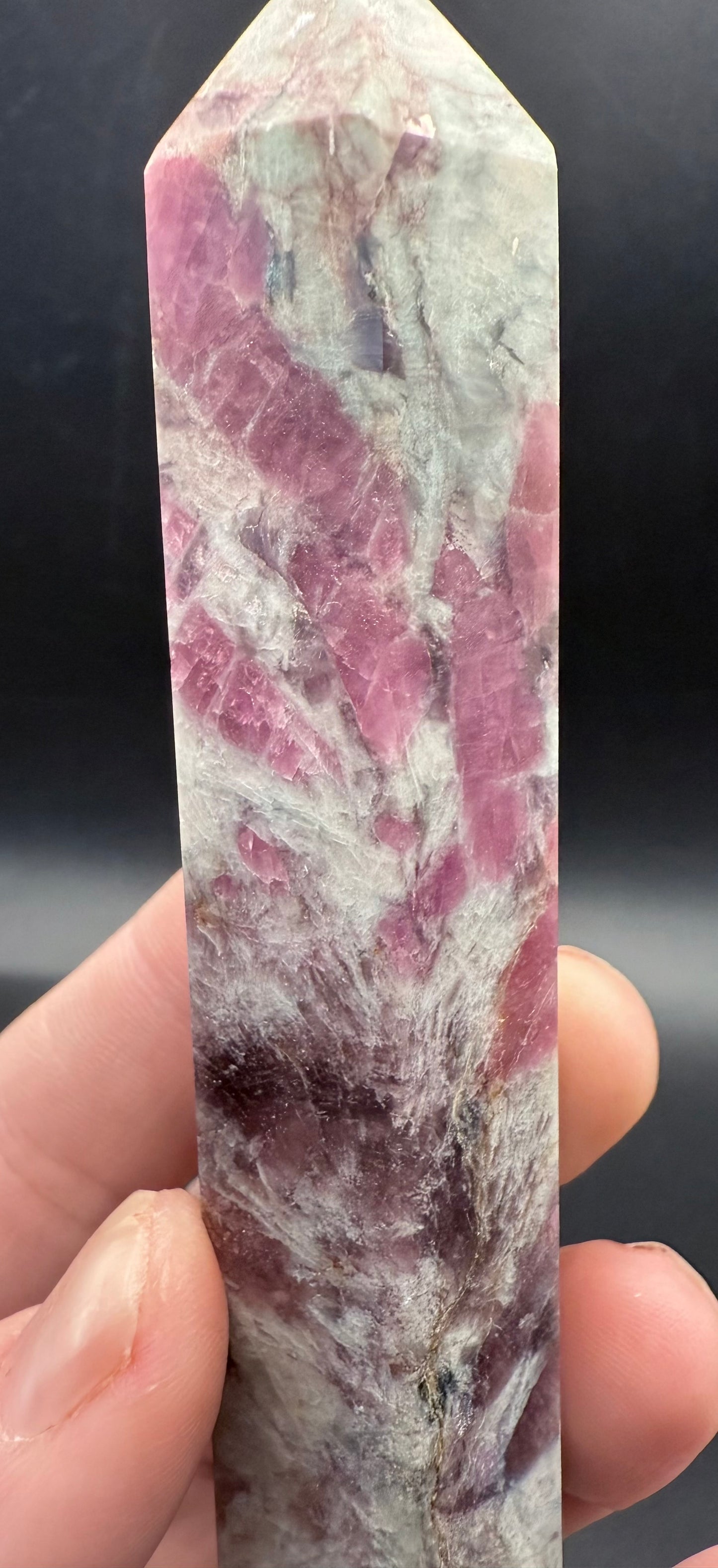 Rare Multi-Mineral Tower โ Pink & Blue Tourmaline, Aquamarine, Smoky Quartz, Lepidolite & Mica