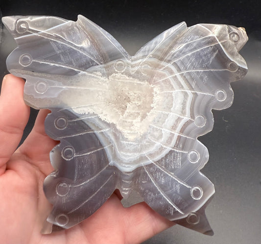 Large Agate Butterfly with Druzy