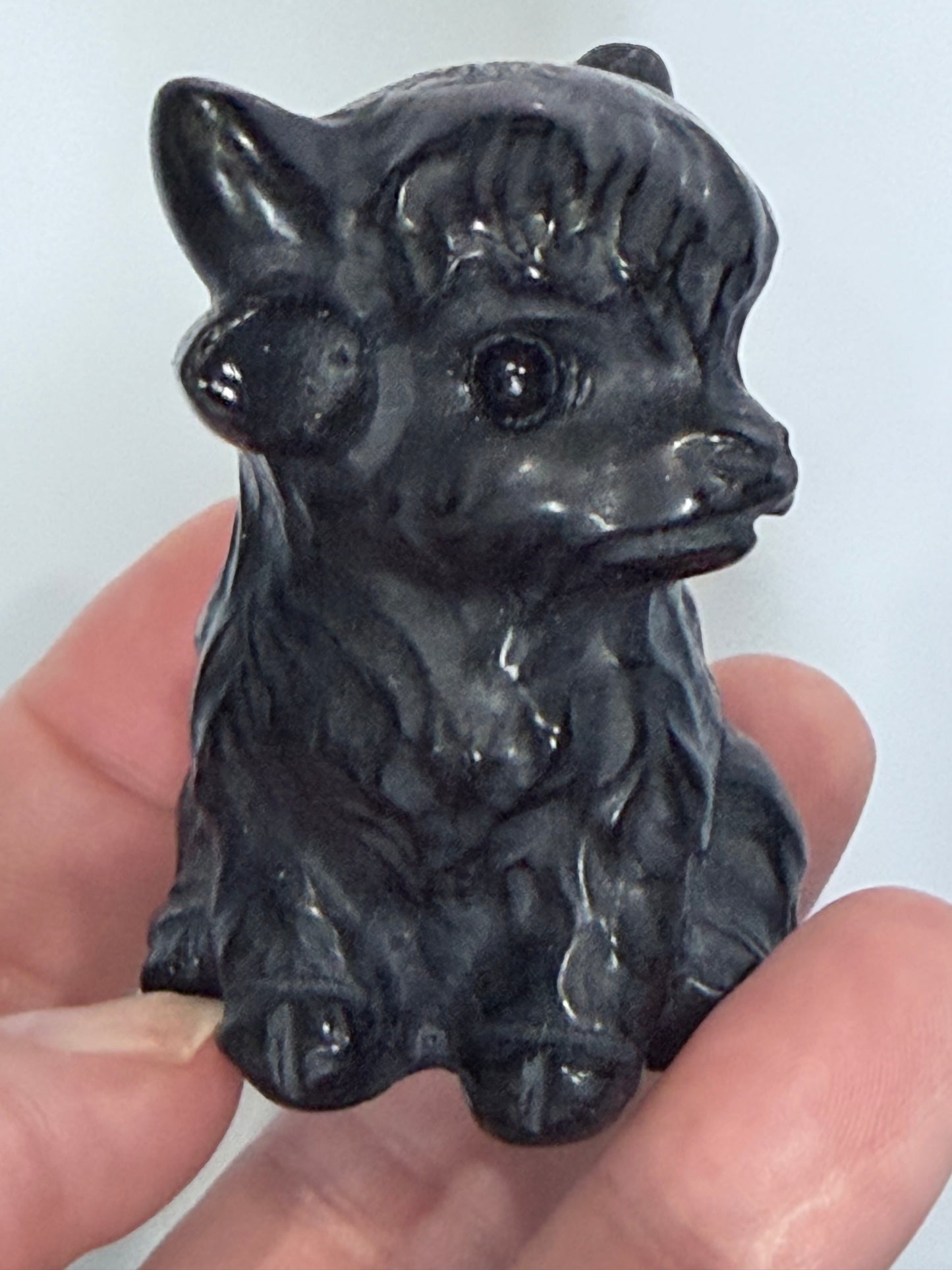 Black Obsidian Sitting Cow Carving – 6cm