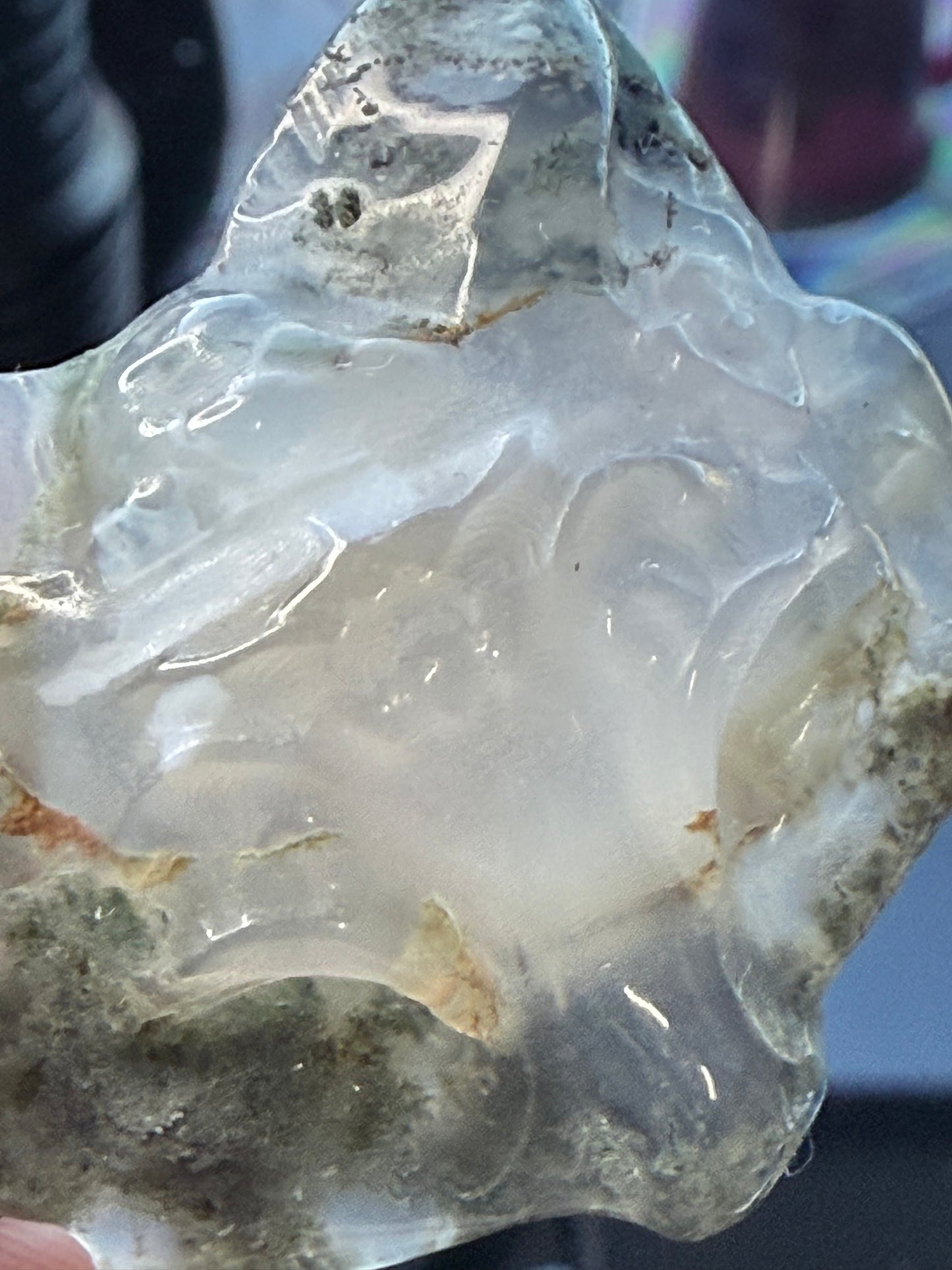 Moss Agate Mini Fox Mask Car Clip