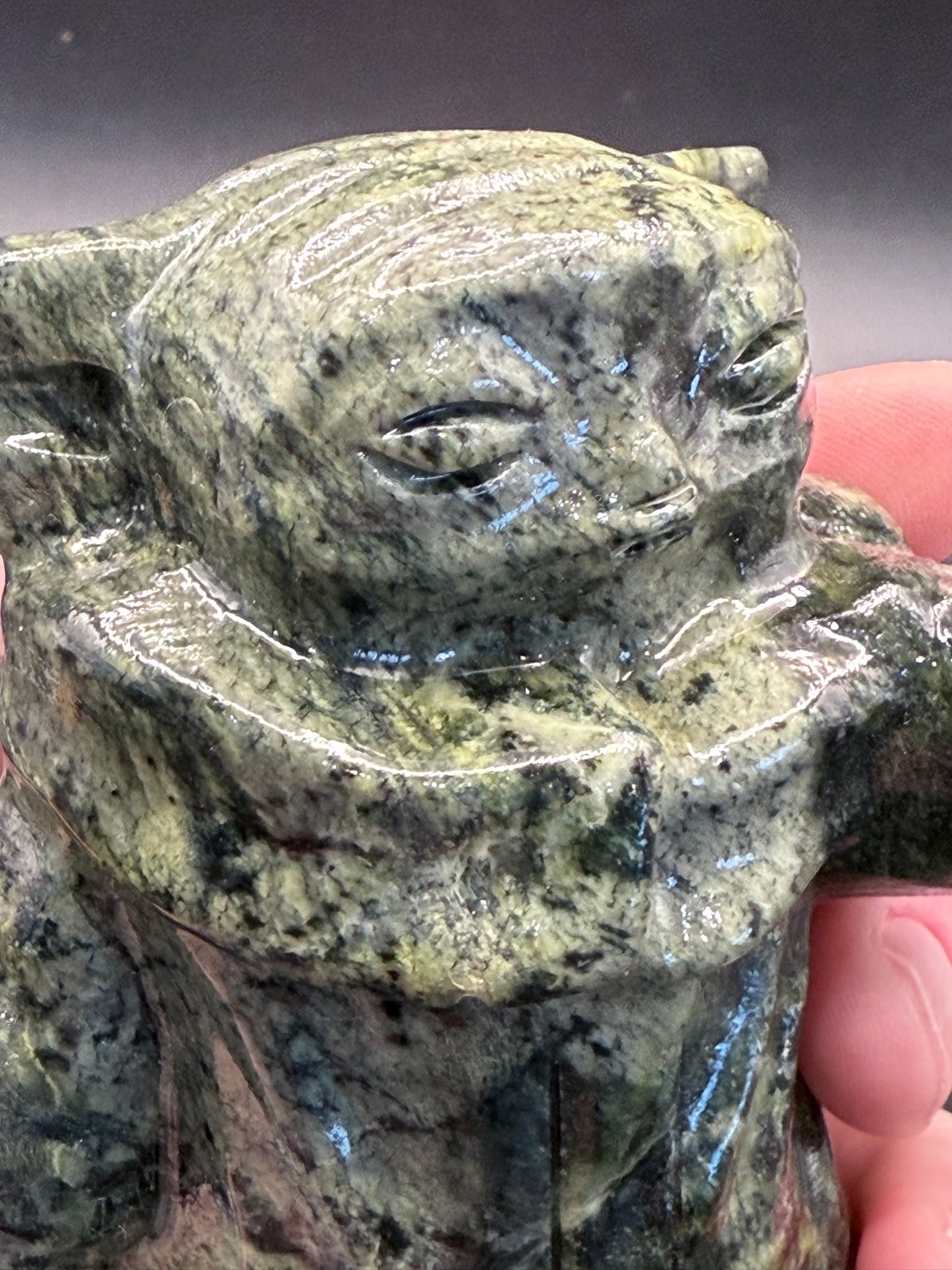 Serpentine Jade “Yoda” Carving 537g 10cm