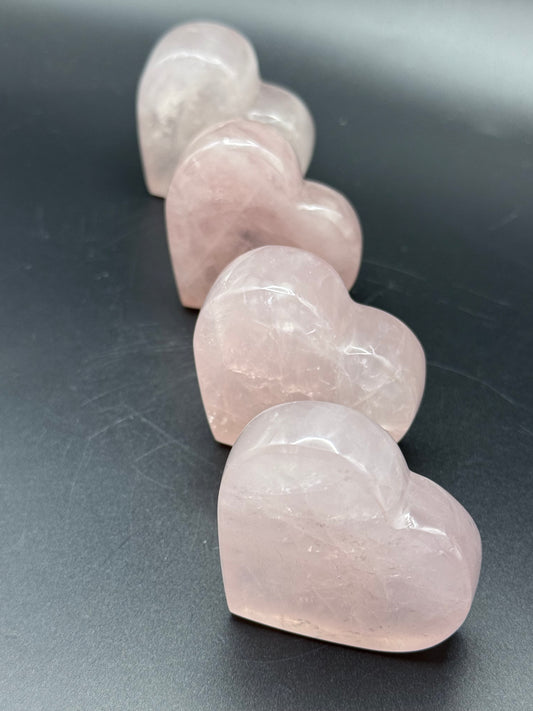 Rose Quartz Free standing Hearts from Madagascar