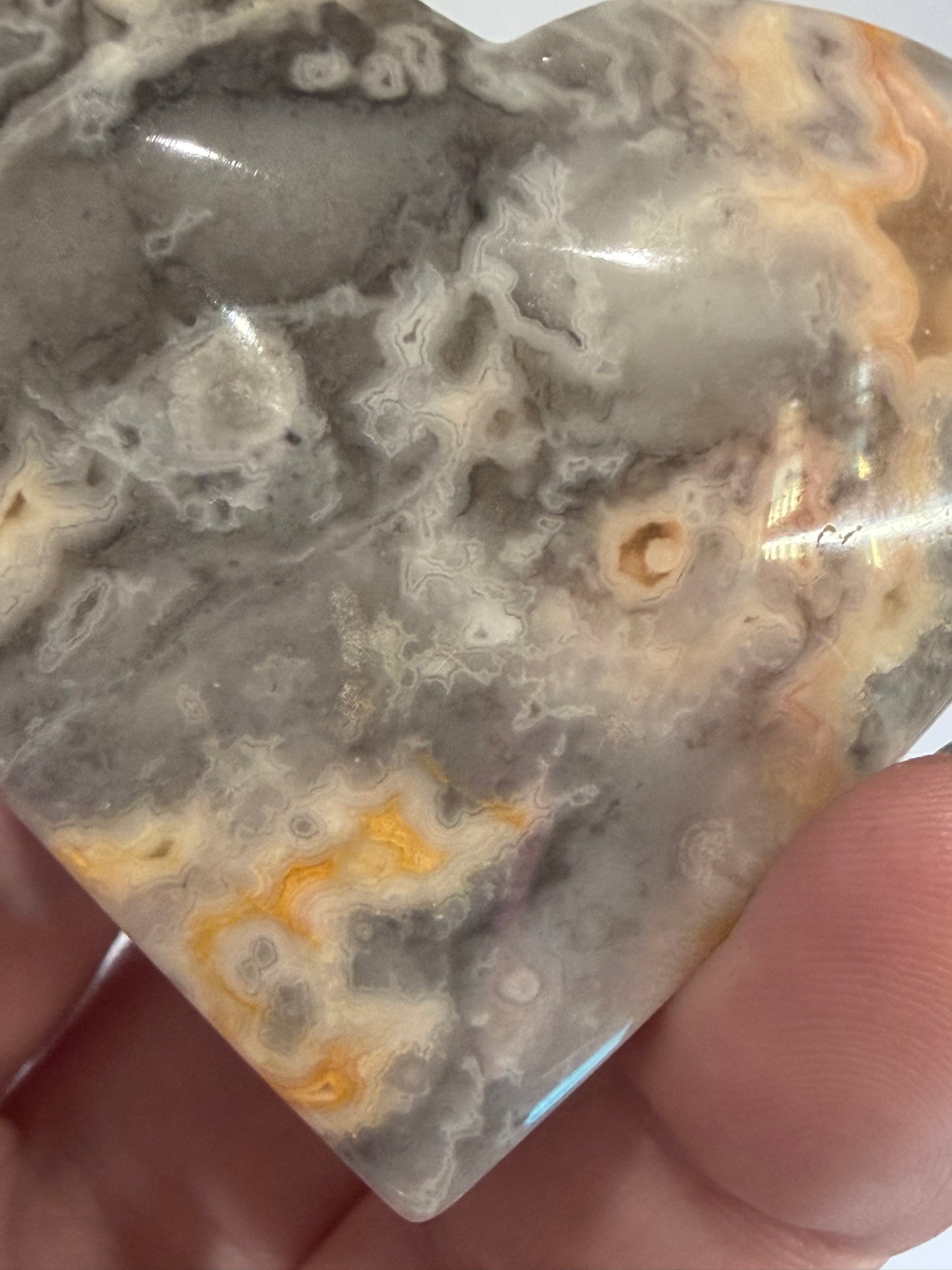 Crazy Lace Agate Free Standing Heart - 5.6cm