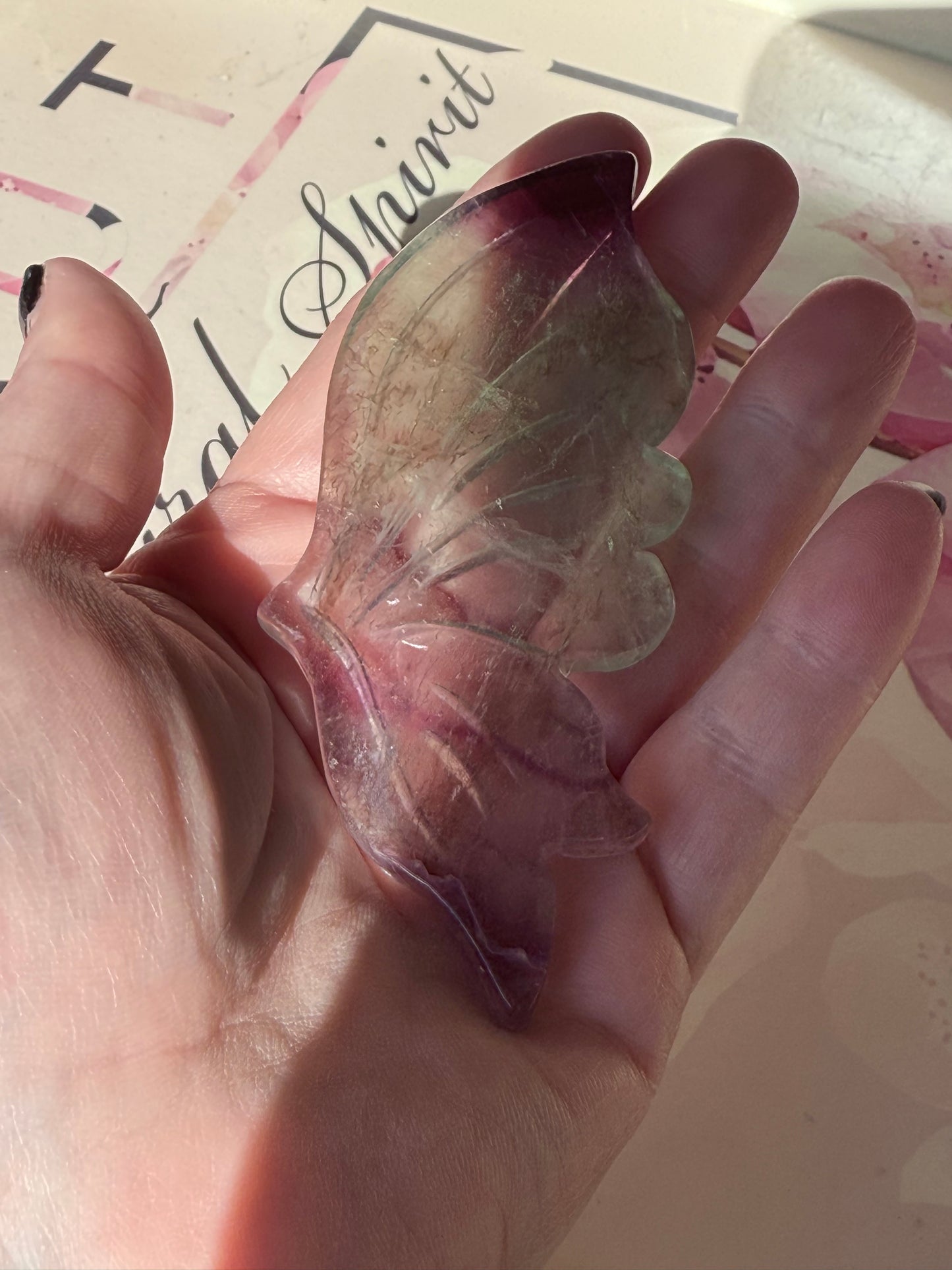 Beautiful Green and Purple Fluorite Butterfly