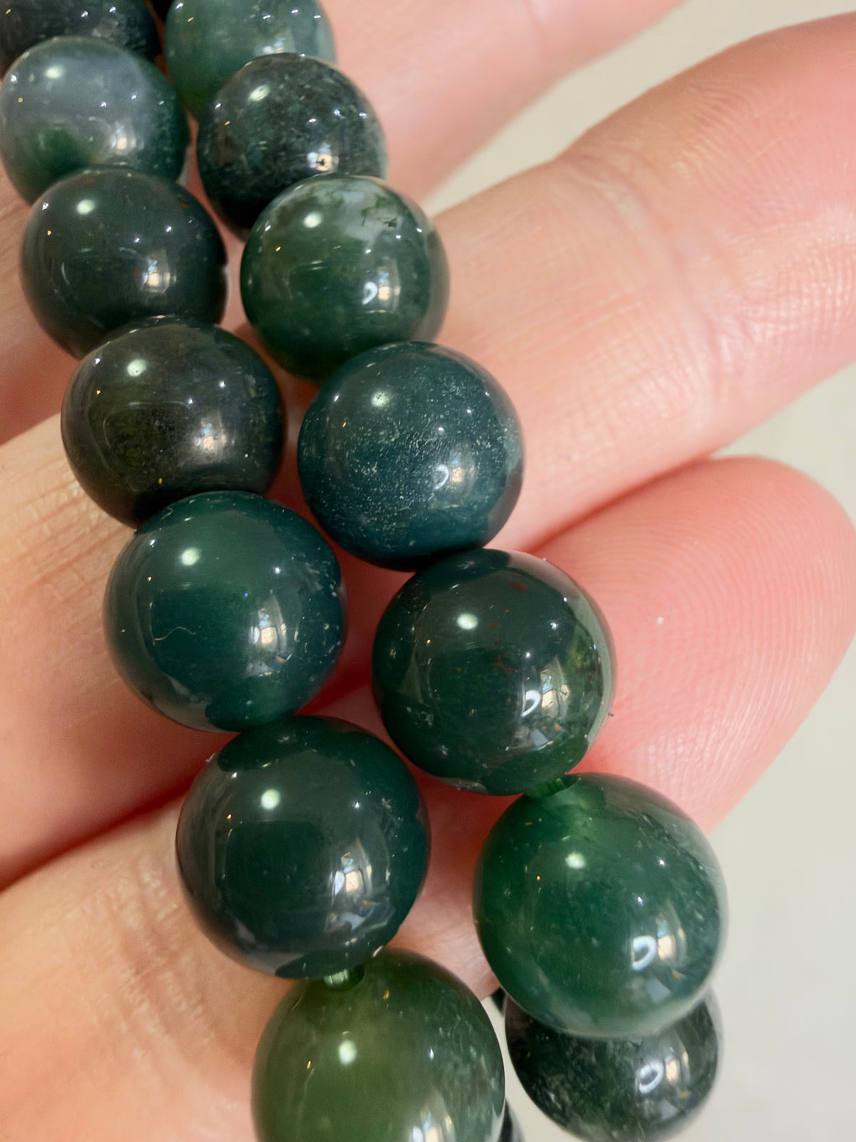 8mm Dark Moss Agate Bracelet