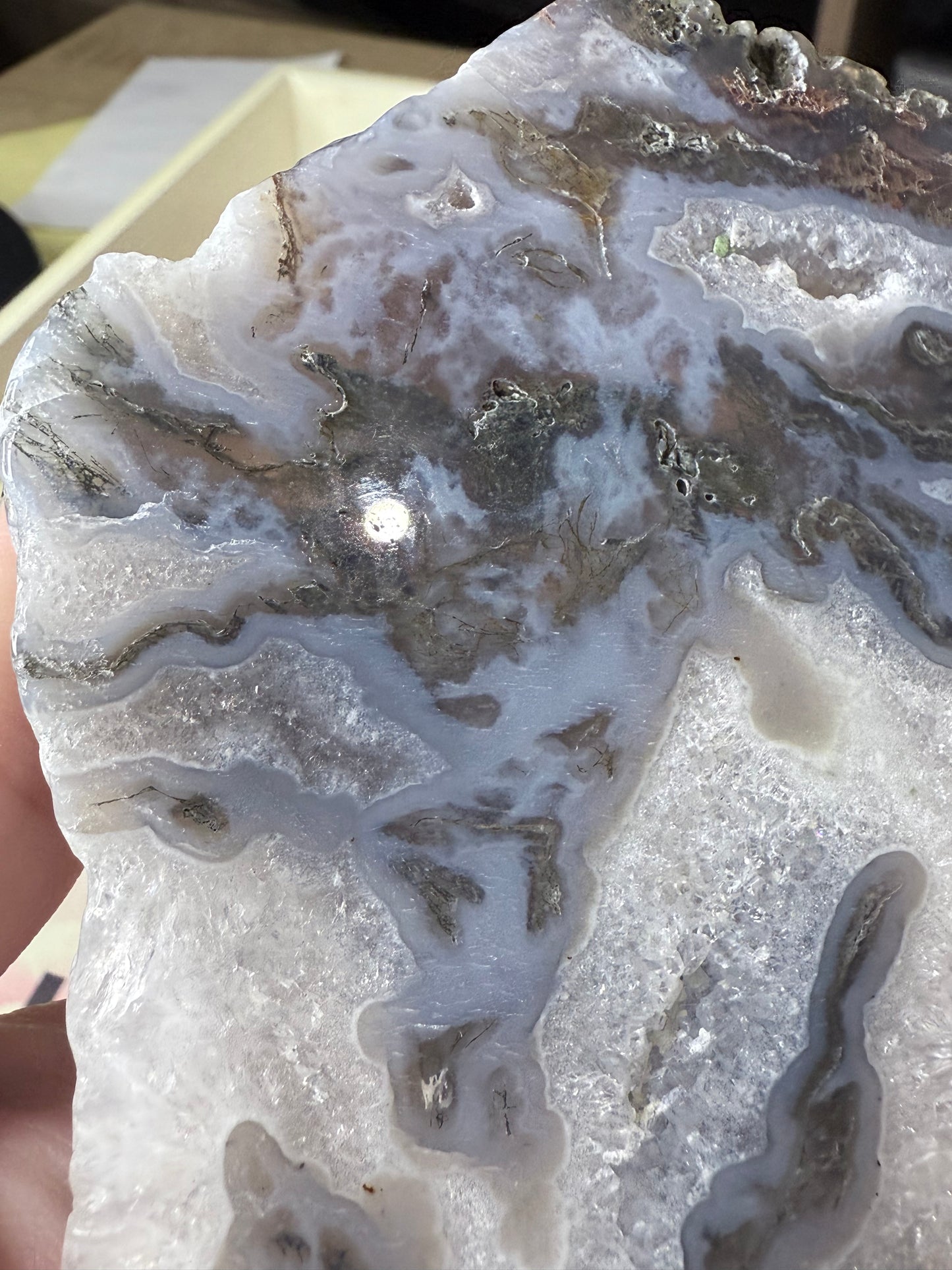 Moss Agate Slab on stand