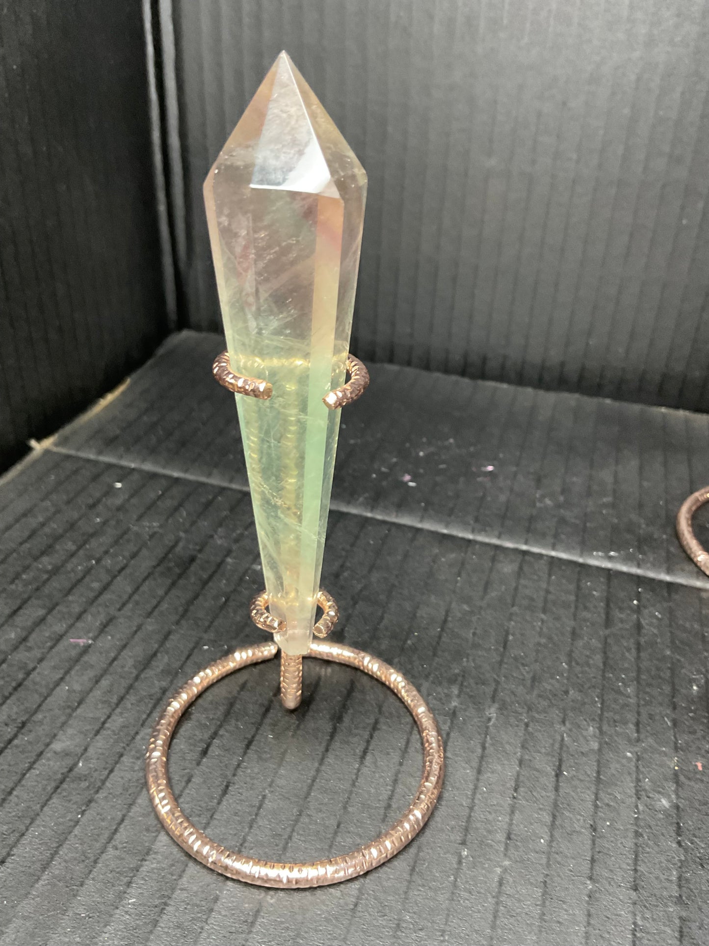 Watermelon Fluorite Wand on stand