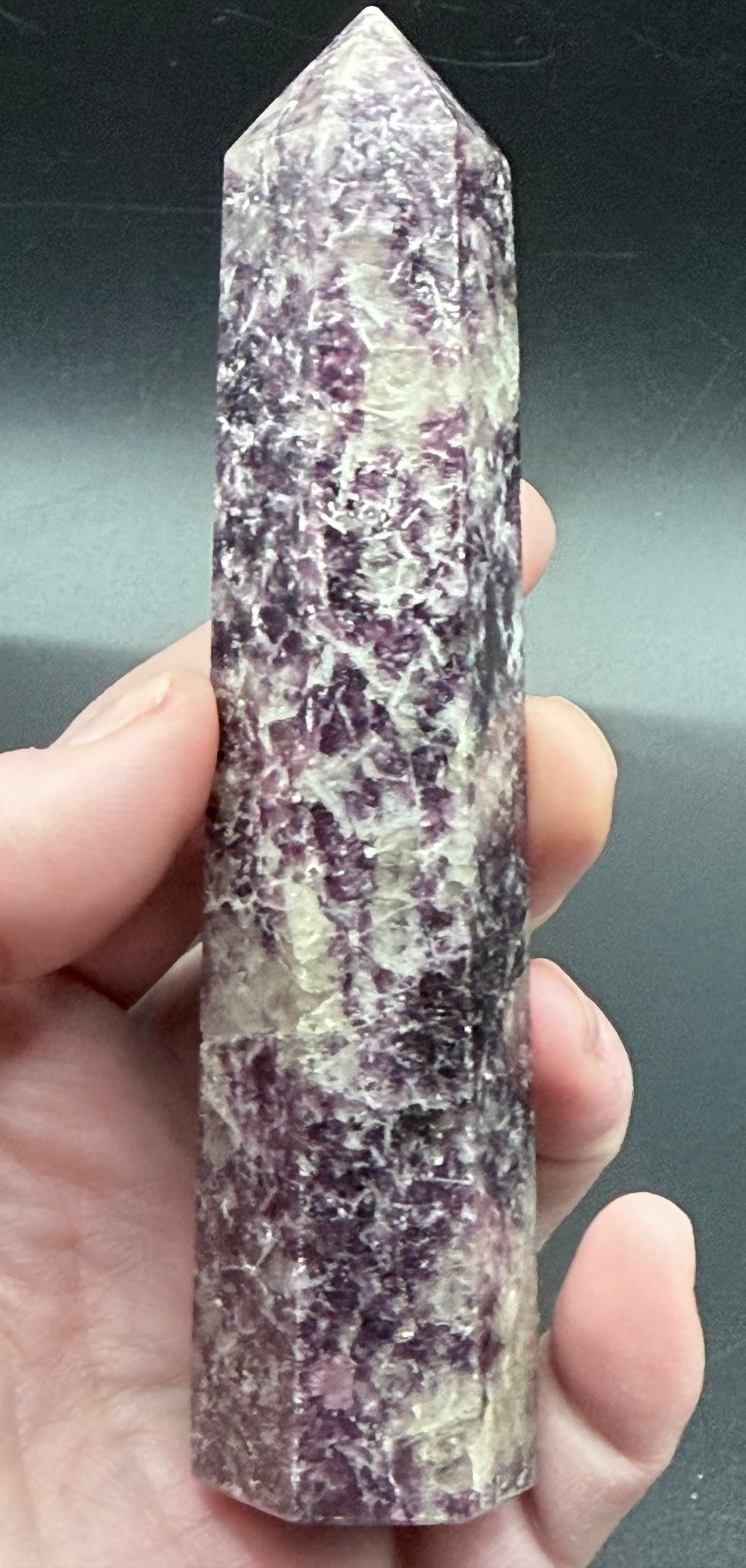 Lepidolite Tower with Pink Tourmaline Inclusions