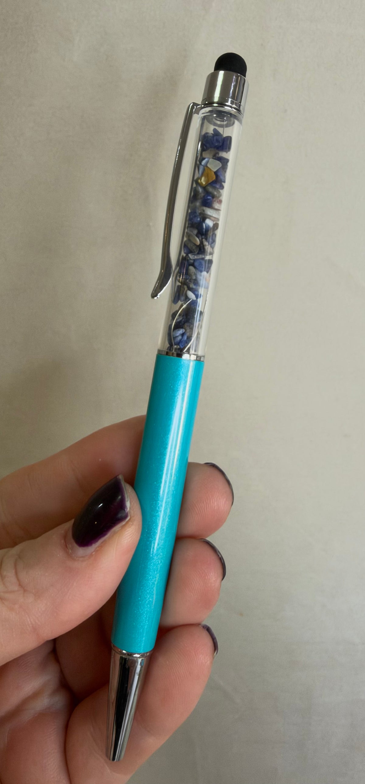 Crystal Chip Pen with Stylus – Assorted Crystals & Colours