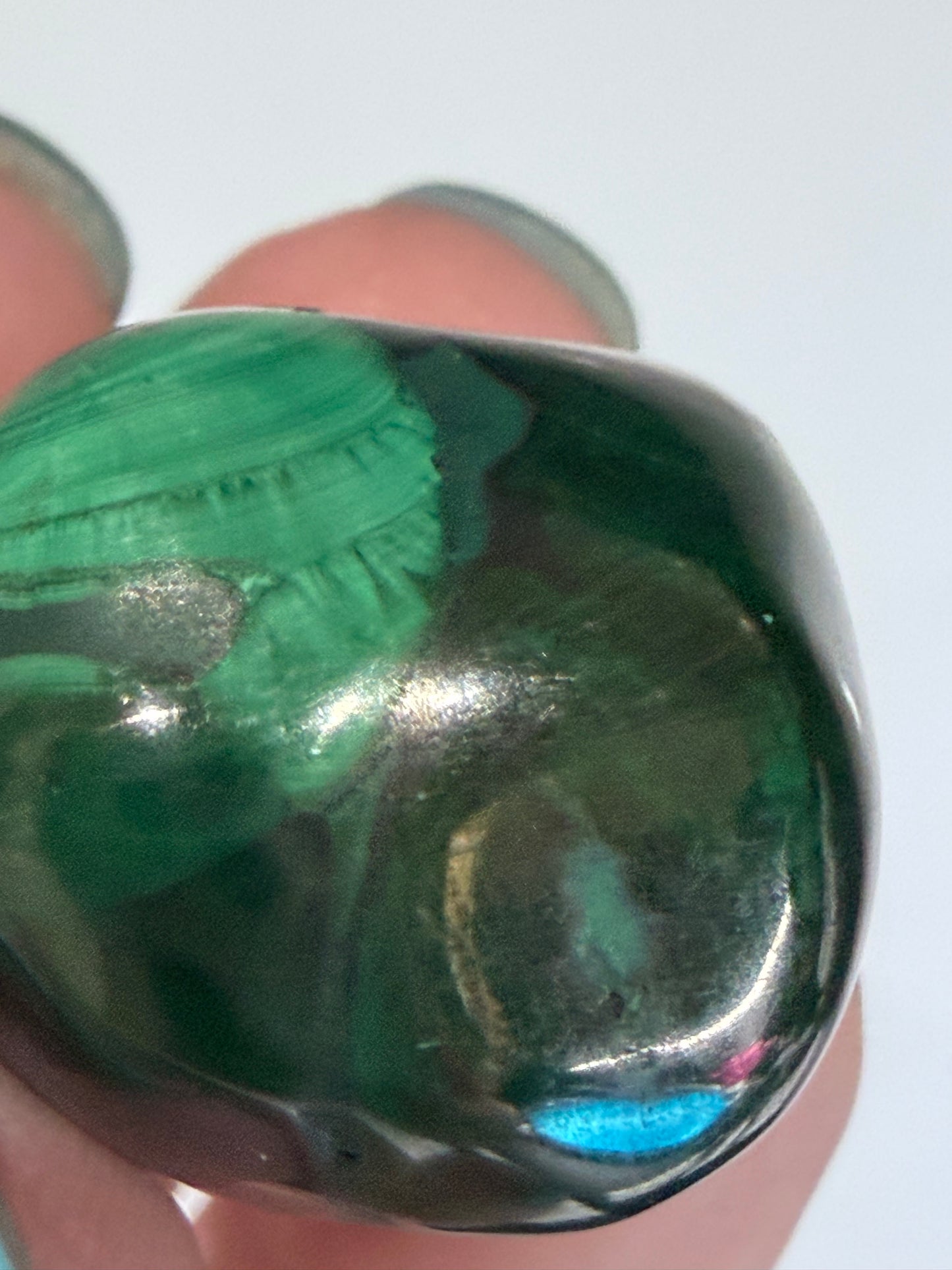 Malachite Tumble Stone – Banded & Eye Pattern B -