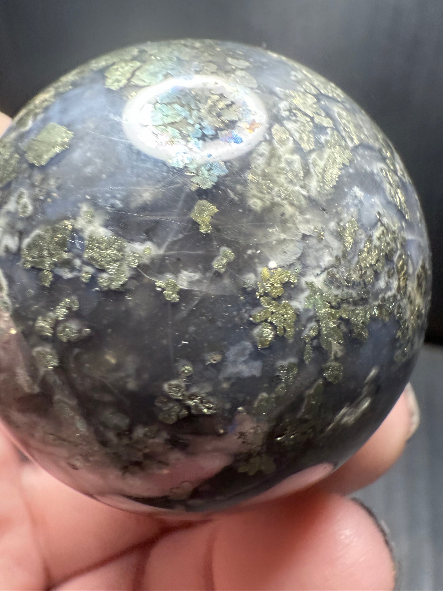 RARE Pyrite in Agate Sphere