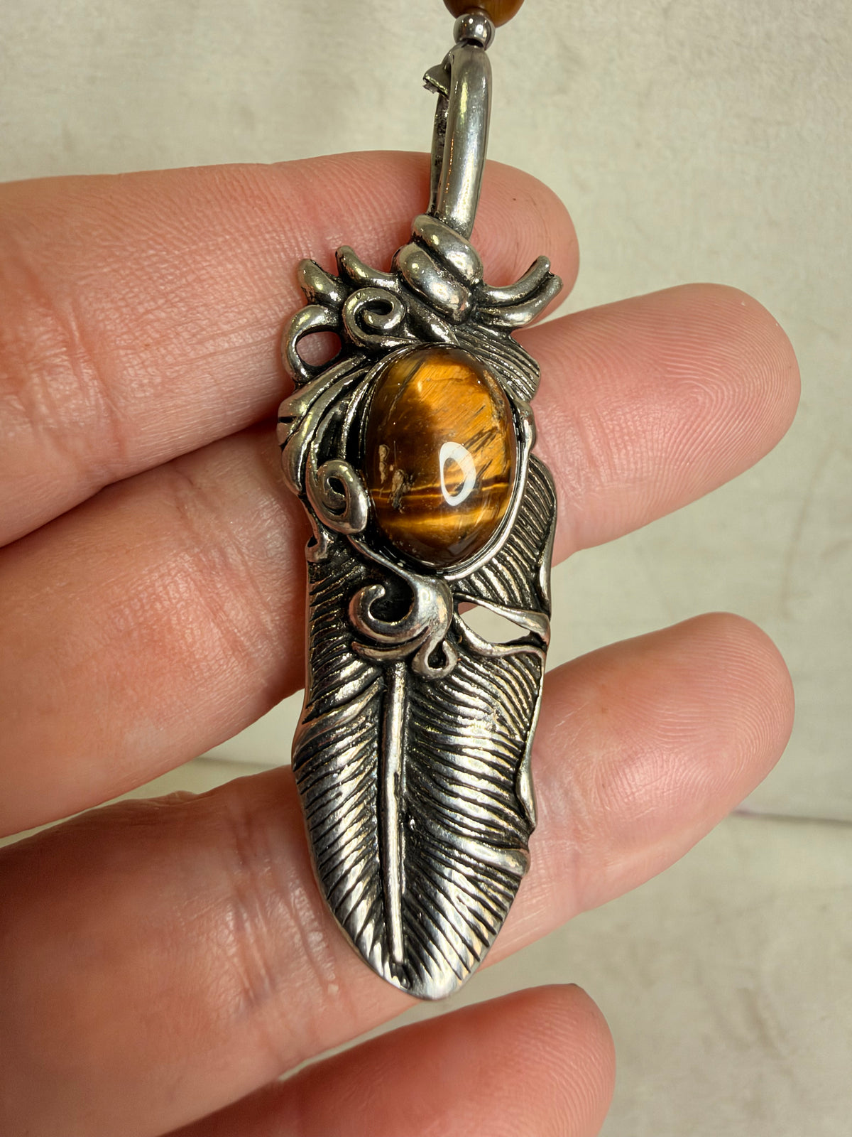 Tiger’s Eye Tree of Life & Feather Wall Hanging – 30cm