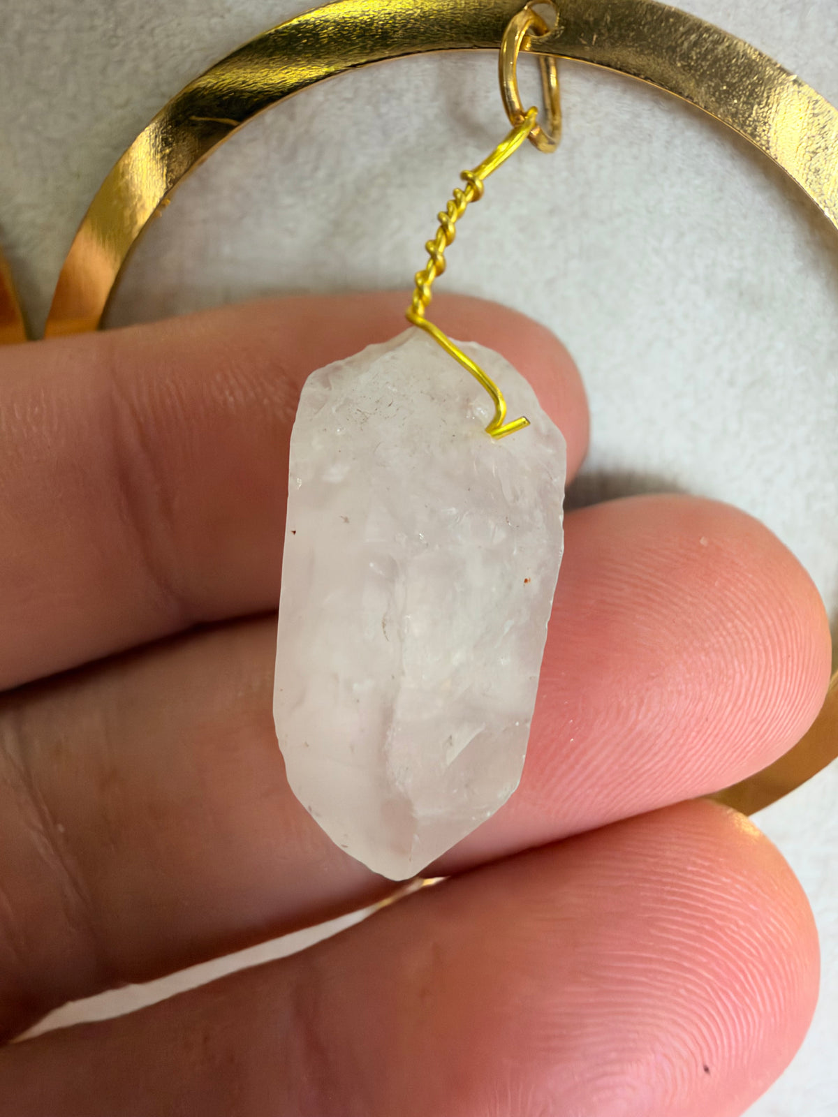 Clear Quartz Triple Moon Suncatcher – 30 × 15cm