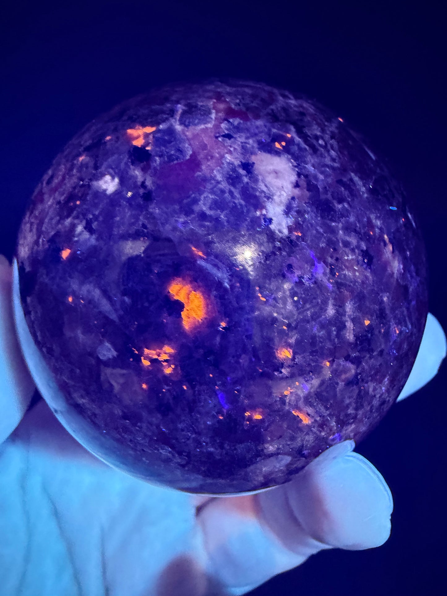 Yooperlite Sphere – UV Reactive Orange Glow