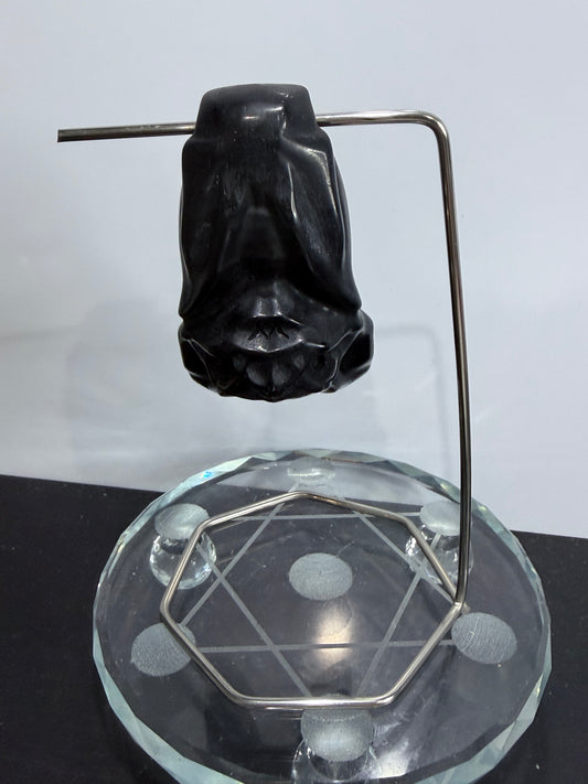 BLACK OBSIDIAN BAT ON STAND (B)