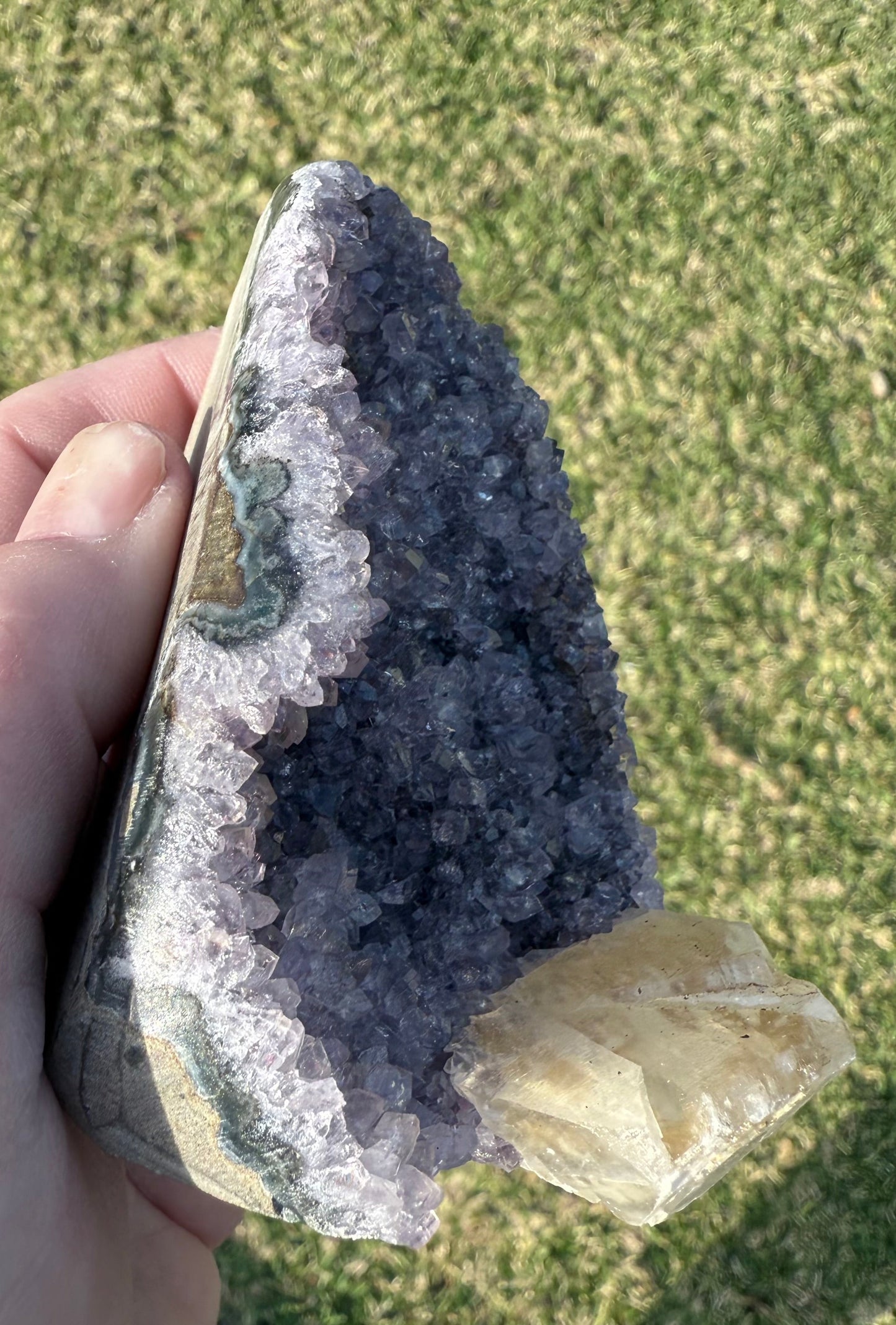 Rainbow Amethyst with Calcite Point – 304g - Crystal wonderland By Lisa