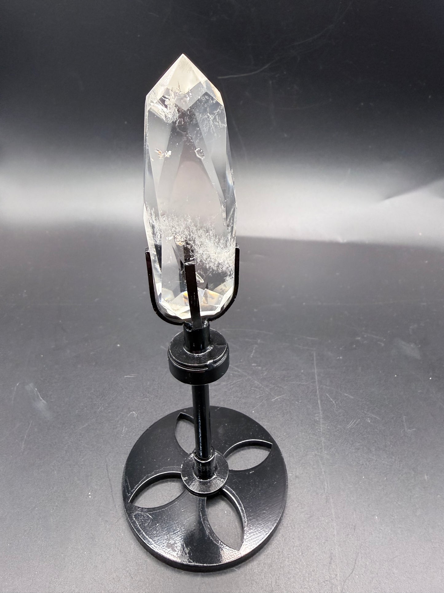 Clear Quartz Polyhedron on Rotating Stand