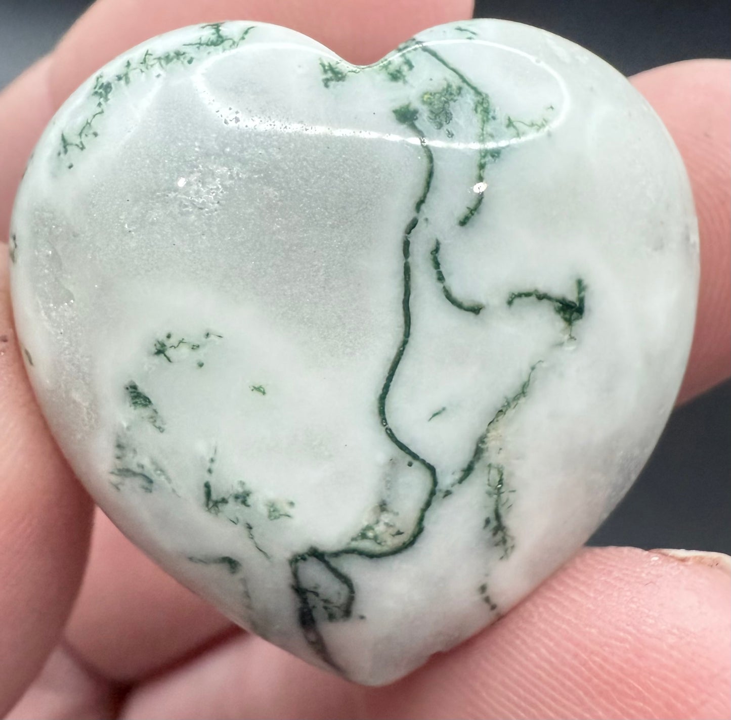 Moss Agate Heart β 3 cm