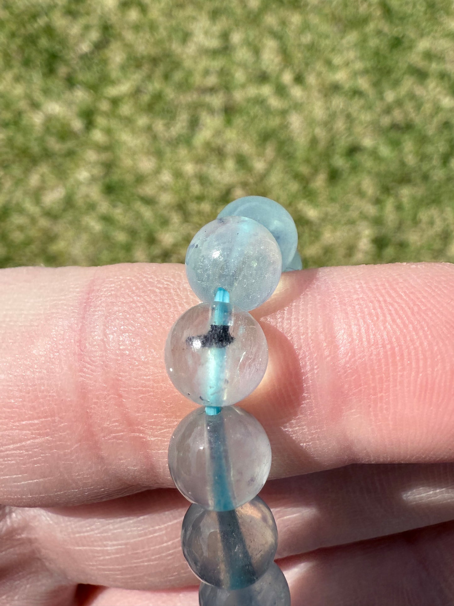 High Quality Aquamarine with Tourmaline Inclusions Bracelet 8mm