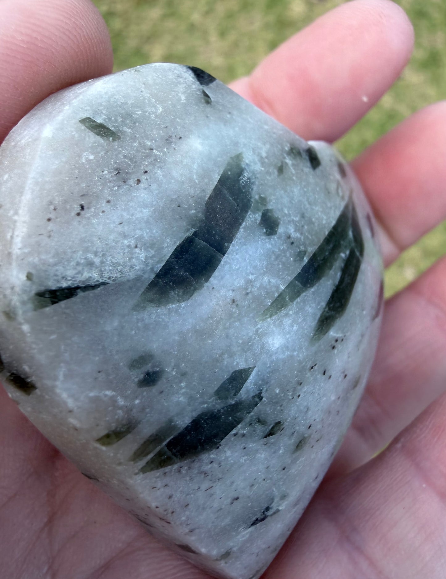Green Tourmaline in Quartz Heart