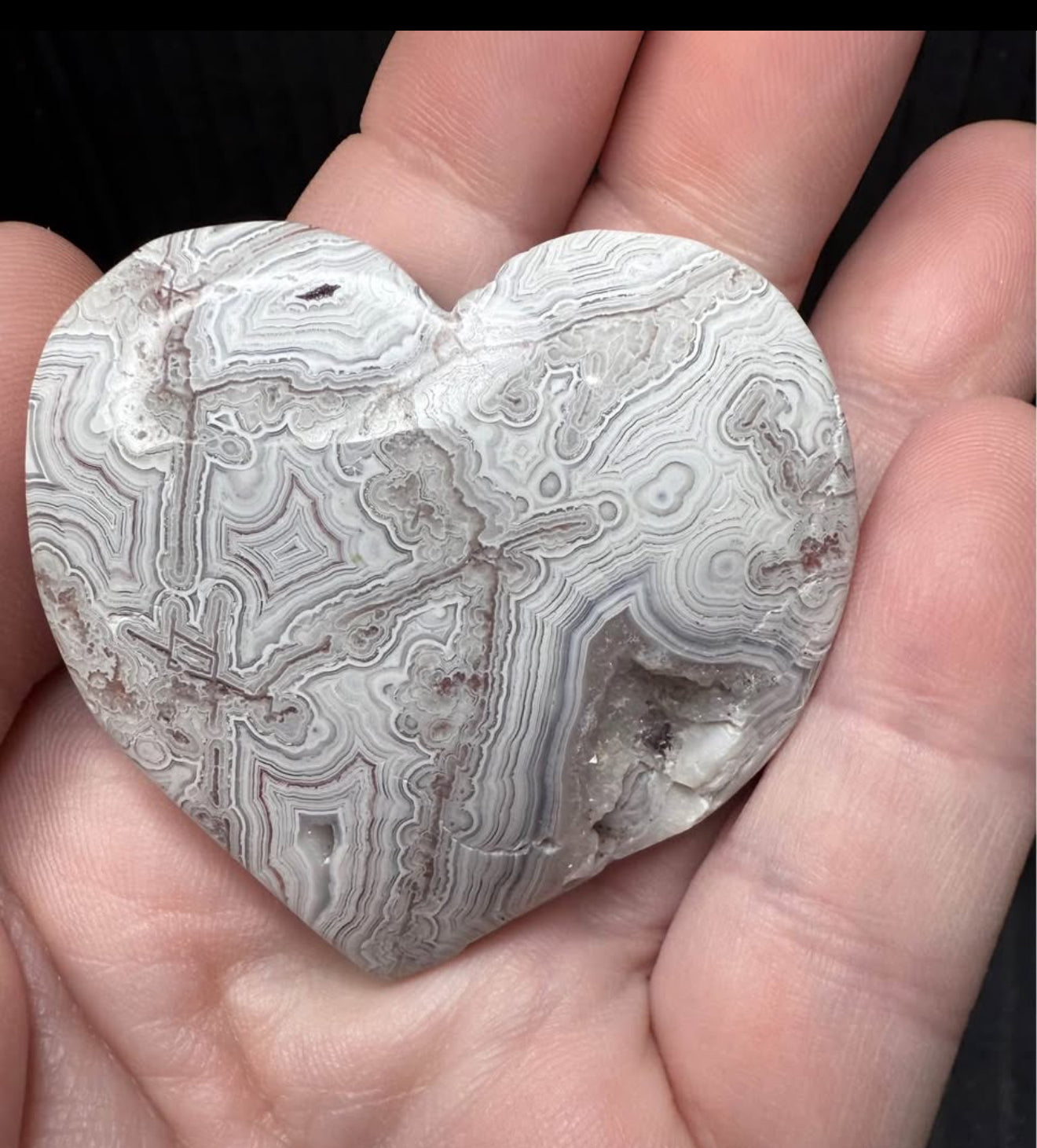 White Mexican Lace Agate Heart