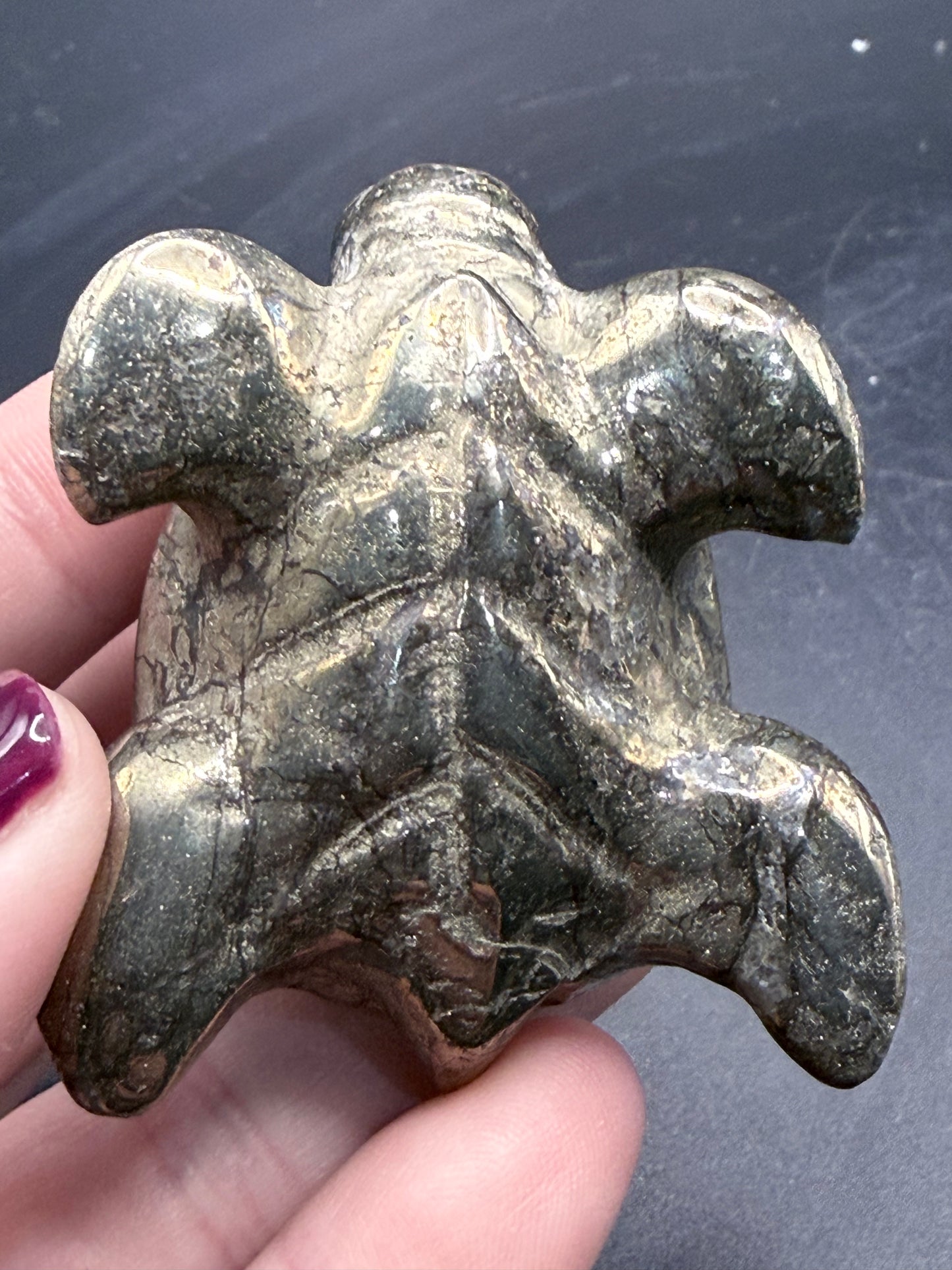 Pyrite Turtle Carving