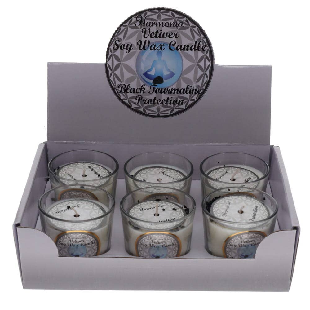 Crystal Votive Soy Candle - Protection Tourmaline Vetiver