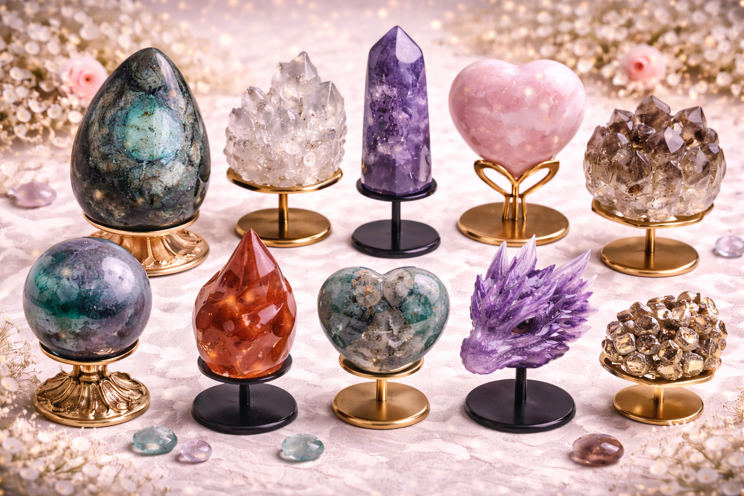 Crystals On stands