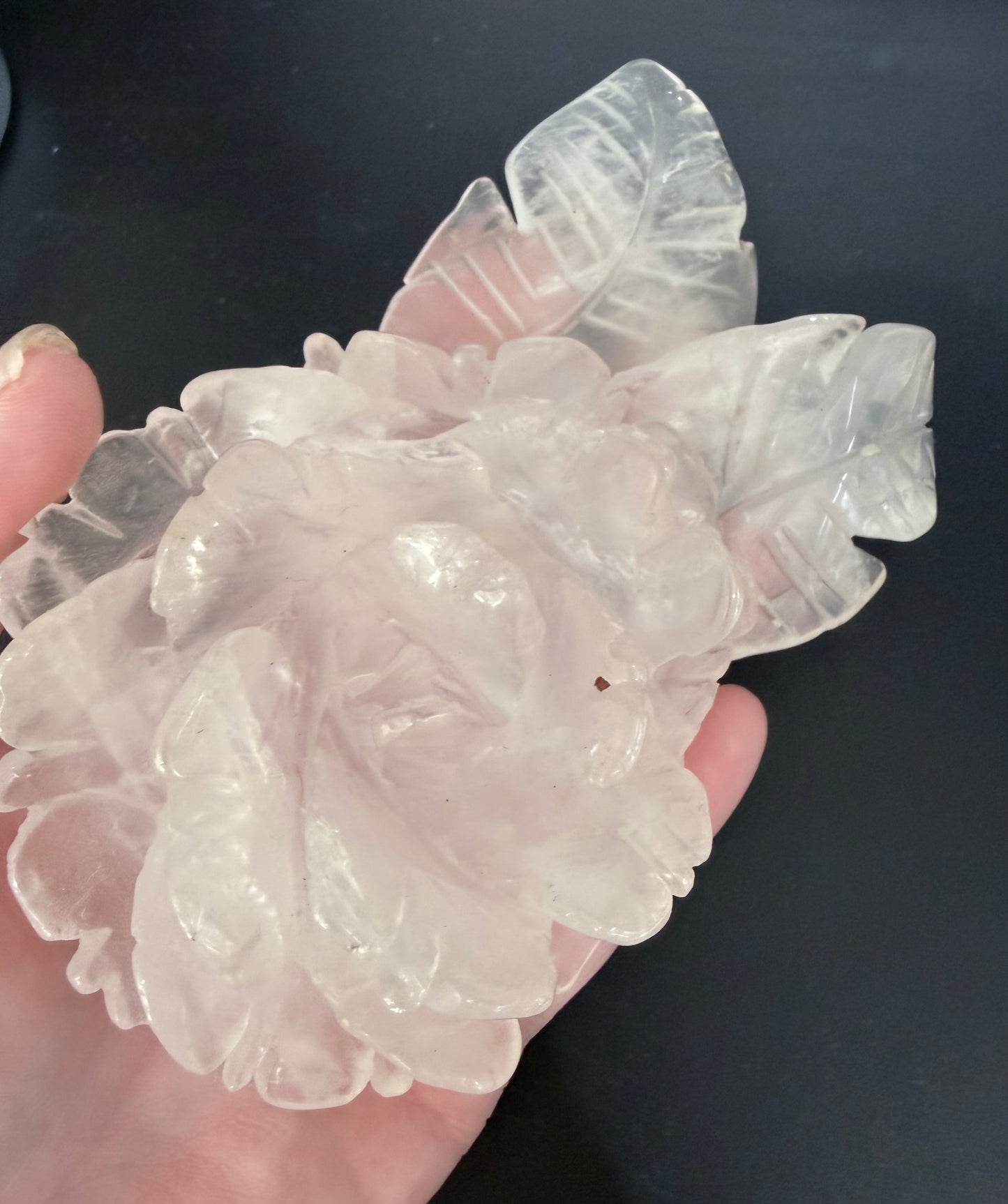 Rose Quartz Rose Carving with Light Base – 14.5 × 8.5 cm | 457g
