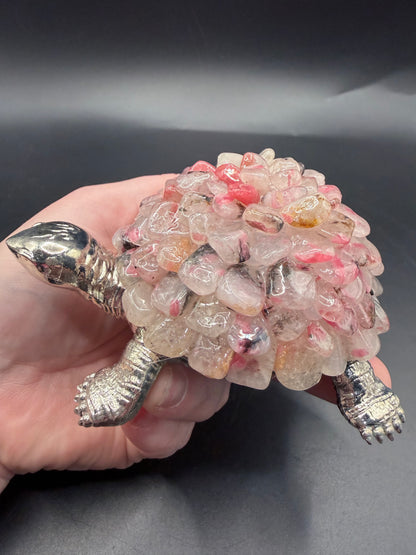 Rhodonite Crystal Turtle Lamp