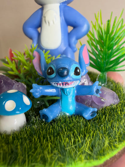 Stitch Amethyst Crystal Garden – 6cm Base