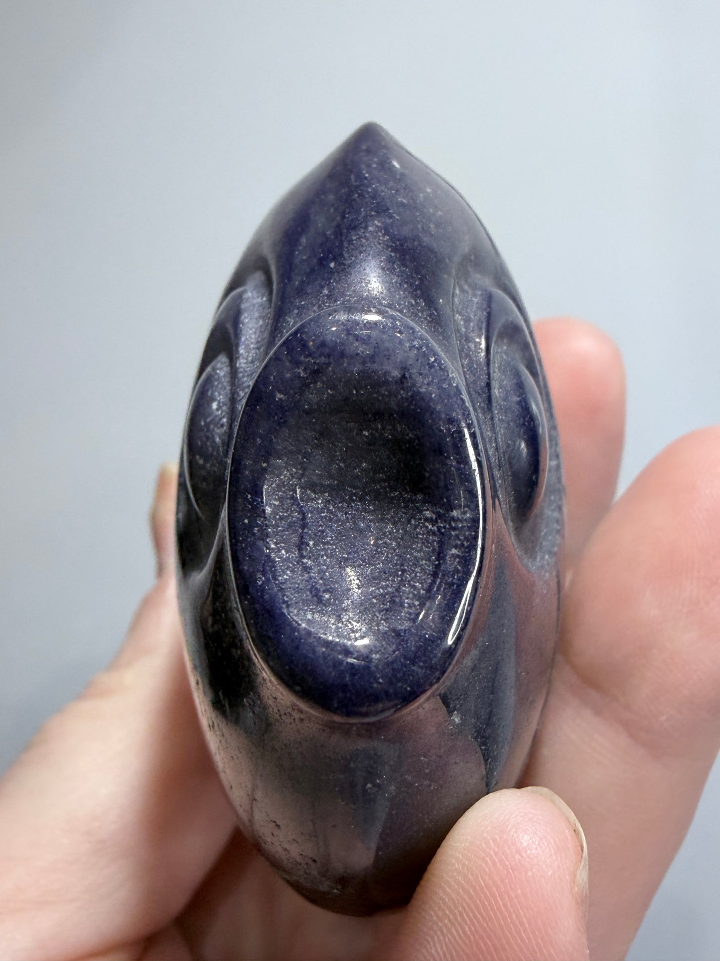BLUE AVENTURINE FISH CARVING ON STAND