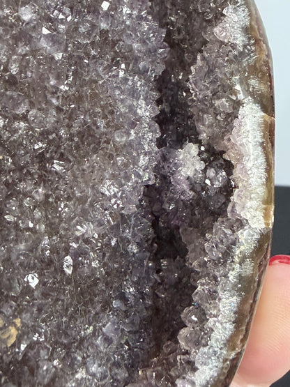 Red Amethyst Druzy Crystal Charging Bowl – Sparkling Agate Geode Freeform (410g)