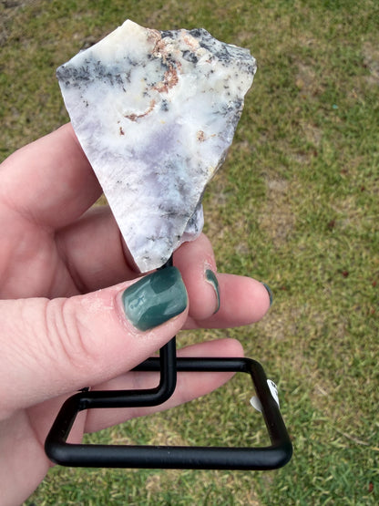 Dendritic Opal Slab on Stand (Merlinite-Style)