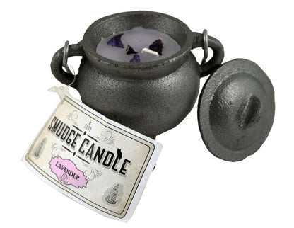 Smudge Candle - Cast Iron Cauldron Lavender 10cm - Crystal wonderland By Lisa