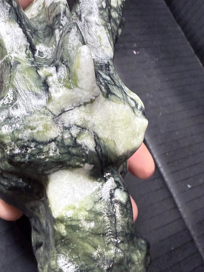 Serpentine Jade Dragon Head | 757g | 13 × 10cm