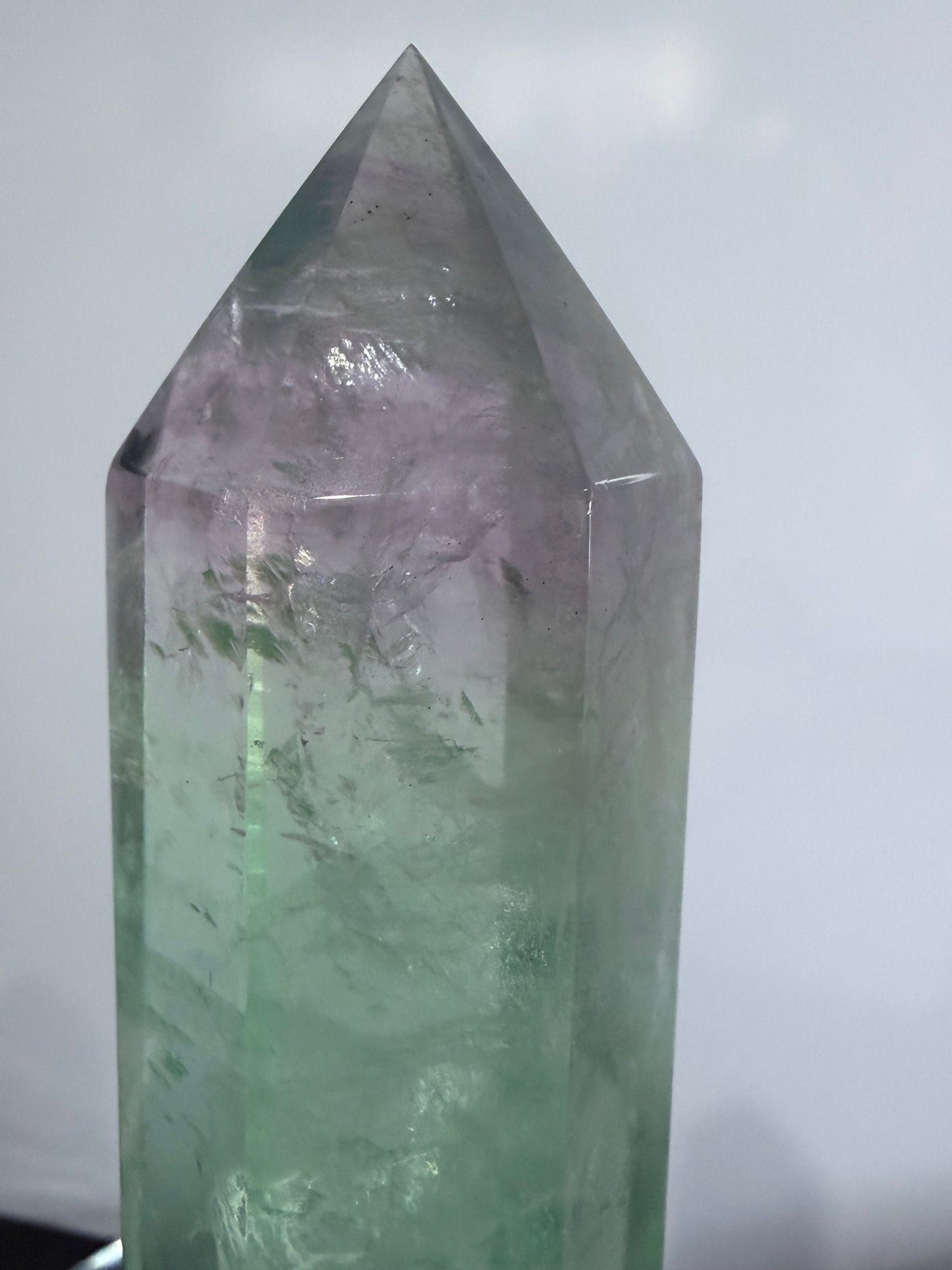 Watermelon Fluorite Tower with Light Base – 18cm | 485g