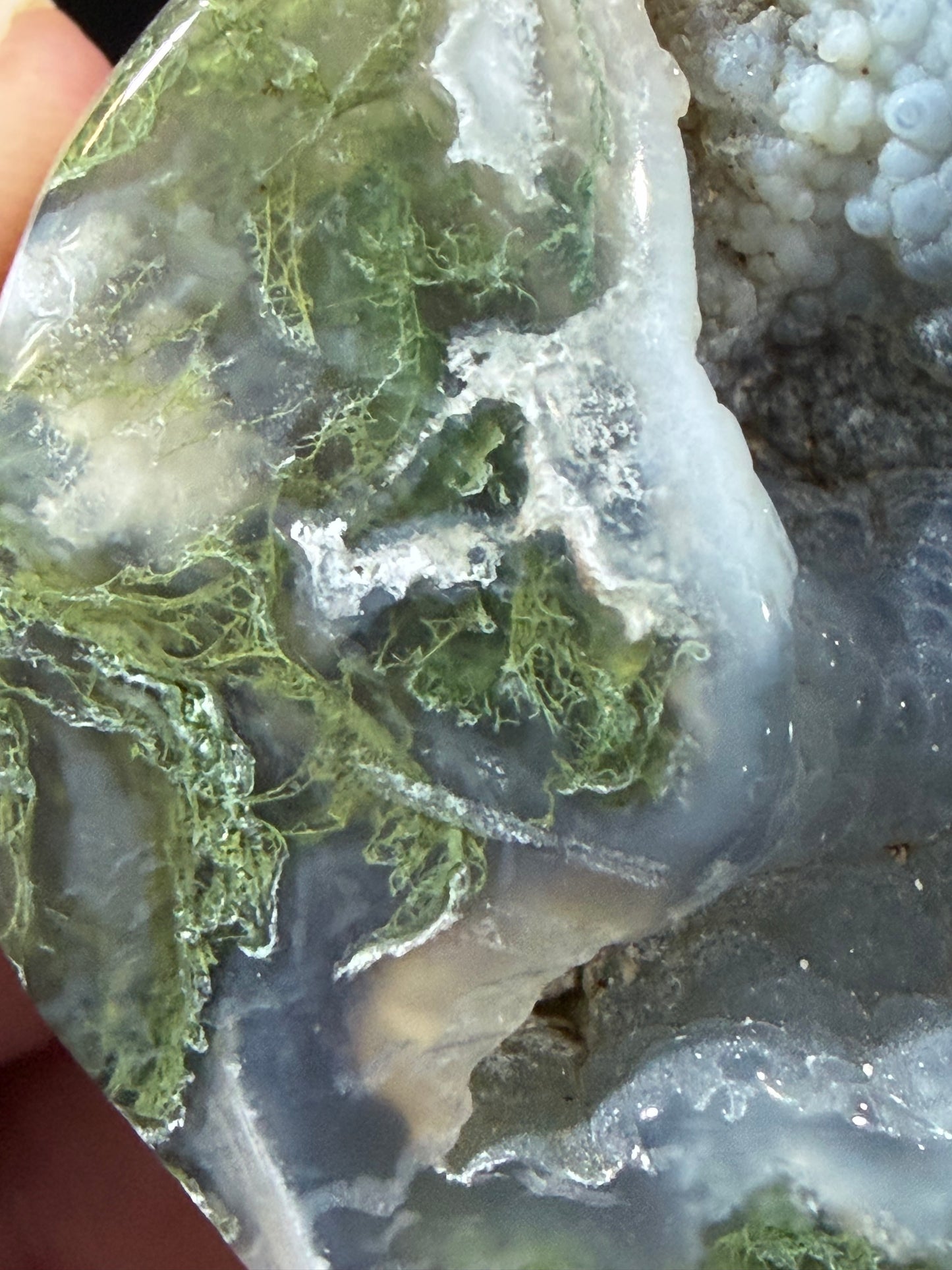 Natural Moss Agate Druzy Heart – Crystal Heart with Druzy Pocket | 6.3 x 5.8 cm | 78g C
