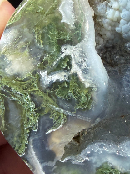 Natural Moss Agate Druzy Heart – Crystal Heart with Druzy Pocket | 6.3 x 5.8 cm | 78g C