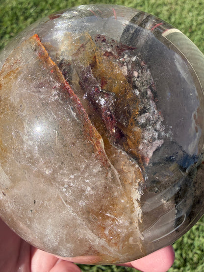 Large Garden Quartz (Lodolite) Sphere with Light Base – 11cm | 1.7kg