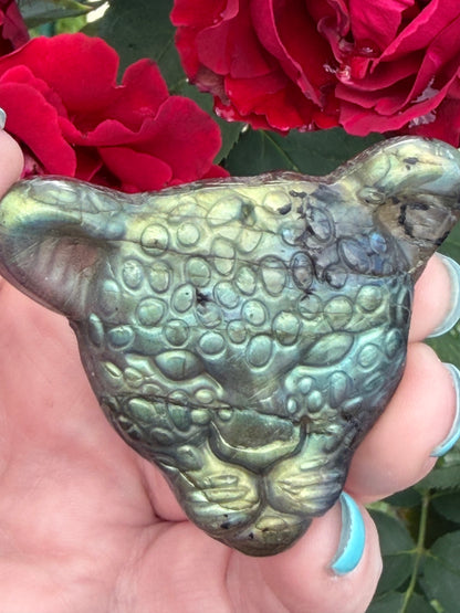 Labradorite Leopard Carving A