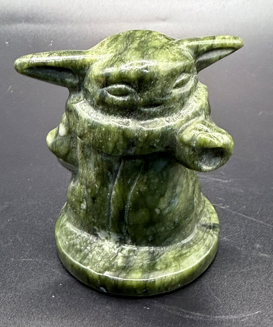 Serpentine Jade Baby Yoda Carving 354g 8cm