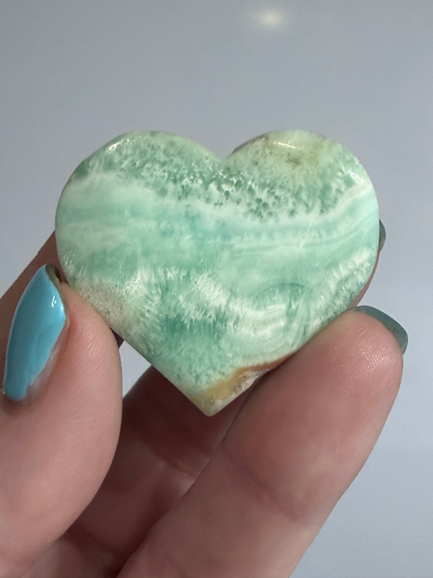 Blue Aragonite Heart – Small| Self Standing D - 4cm