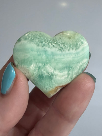 Blue Aragonite Heart – Small| Self Standing D - 4cm