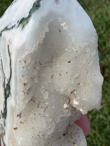 Moss Agate Druzy Tower – 12.5cm